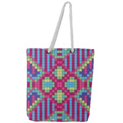 Checkerboard Squares Abstract Texture Pattern Full Print Rope Handle Tote (large)