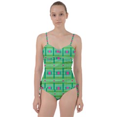 Checkerboard Squares Abstract Sweetheart Tankini Set