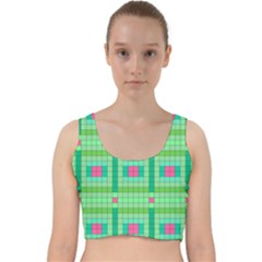 Checkerboard Squares Abstract Velvet Racer Back Crop Top