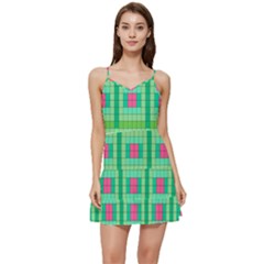 Checkerboard Squares Abstract Short Frill Dress by Apen