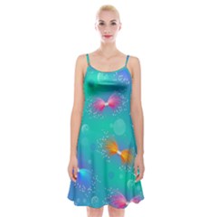 Non Seamless Pattern Blues Bright Spaghetti Strap Velvet Dress