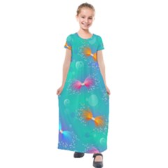 Non Seamless Pattern Blues Bright Kids  Short Sleeve Maxi Dress by Dutashop