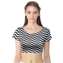 Zigzag Chevron Pattern Short Sleeve Crop Top