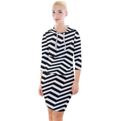 Zigzag Chevron Pattern Quarter Sleeve Hood Bodycon Dress