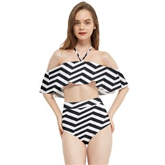 Zigzag Chevron Pattern Halter Flowy Bikini Set  by Dutashop