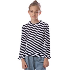 Zigzag Chevron Pattern Kids  Frill Detail T-shirt