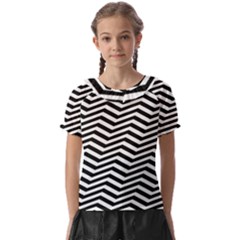 Zigzag Chevron Pattern Kids  Frill Chiffon Blouse