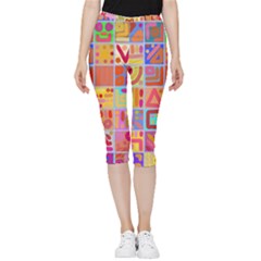 Colourful Abstract Shapes Inside Out Lightweight Velour Capri Leggings  by Pakjumat