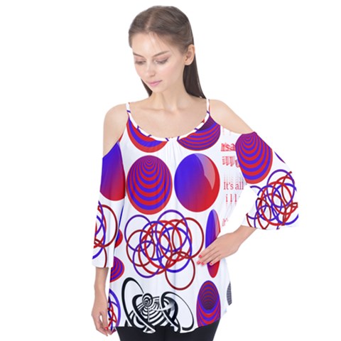 Illusion Optical Illusion Pattern Flutter Sleeve T-shirt  by Pakjumat