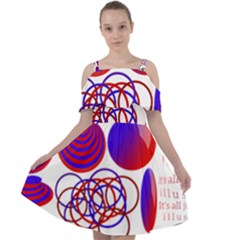 Illusion Optical Illusion Pattern Cut Out Shoulders Chiffon Dress by Pakjumat