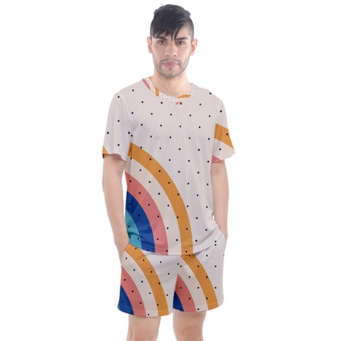 Retro Abstract Geometric Men s Mesh T-shirt And Shorts Set by Modalart