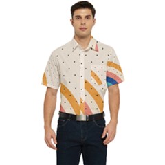 Retro Abstract Geometric Men s Short Sleeve Pocket Shirt  by Modalart