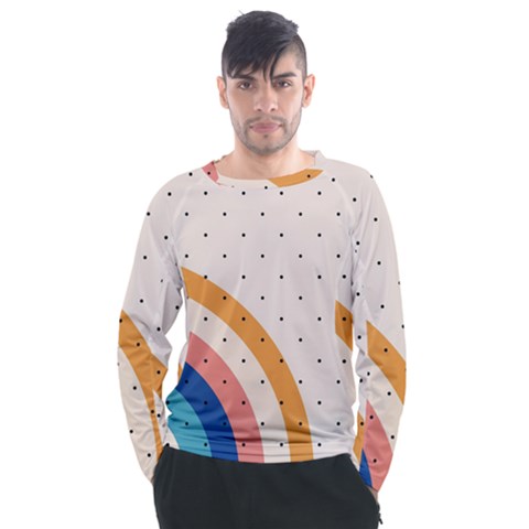 Retro Abstract Geometric Men s Long Sleeve Raglan T-shirt by Modalart