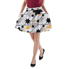 Flower Shape Abstract Pattern A-line Pocket Skirt by Modalart