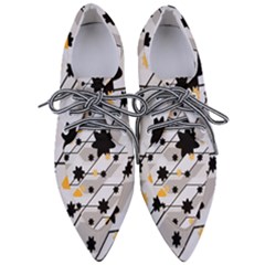 Flower Shape Abstract Pattern Pointed Oxford Shoes by Modalart