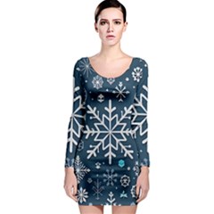 Snowflakes Pattern Long Sleeve Bodycon Dress by Modalart