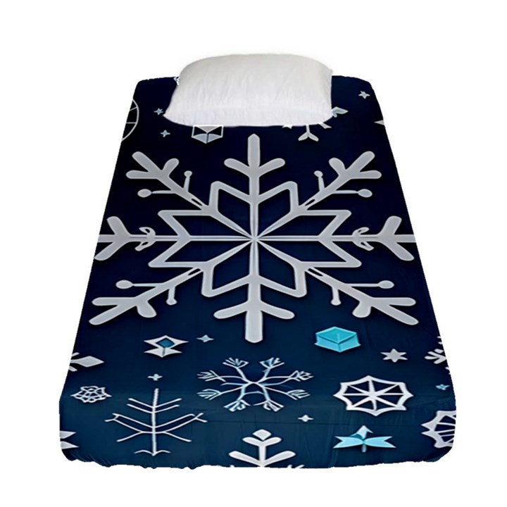 Snowflakes Pattern Fitted Sheet (Single Size)