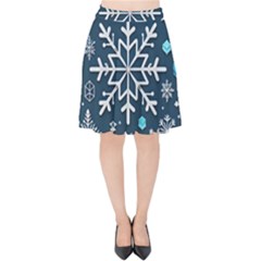 Snowflakes Pattern Velvet High Waist Skirt by Modalart