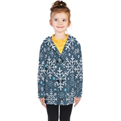 Snowflakes Pattern Kids  Double Breasted Button Coat by Modalart