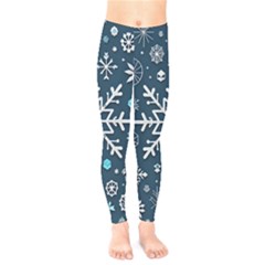 Snowflakes Pattern Kids  Leggings by Modalart