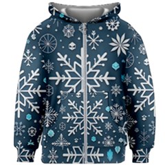 Snowflakes Pattern Kids  Zipper Hoodie Without Drawstring by Modalart