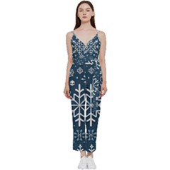 Snowflakes Pattern V-neck Camisole Jumpsuit by Modalart