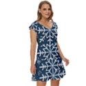 Snowflakes Pattern Short Sleeve Tiered Mini Dress View3