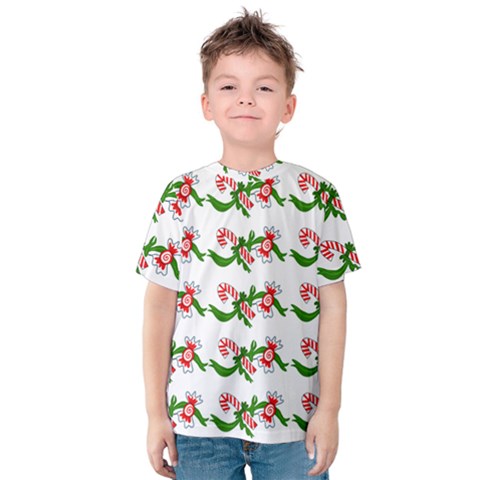 Sweet Christmas Candy Cane Kids  Cotton T-shirt by Modalart