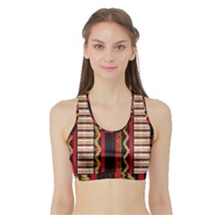 Textile Pattern Abstract Fabric Sports Bra With Border by Modalart