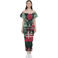 Christmas Trees Bardot Ruffle Jumpsuit