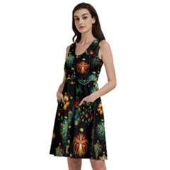 Christmas Ornaments Sleeveless Dress With Pocket