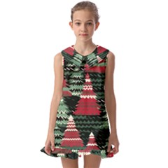 Christmas Trees Kids  Pilgrim Collar Ruffle Hem Dress