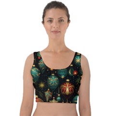 Christmas Ornaments Velvet Crop Top