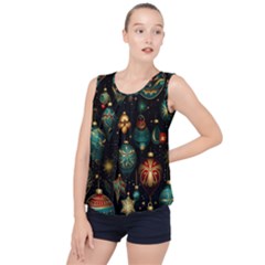 Christmas Ornaments Bubble Hem Chiffon Tank Top