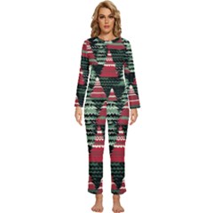 Christmas Trees Womens  Long Sleeve Lightweight Pajamas Set