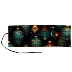 Christmas Ornaments Roll Up Canvas Pencil Holder (m)