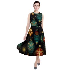 Christmas Ornaments Round Neck Boho Dress