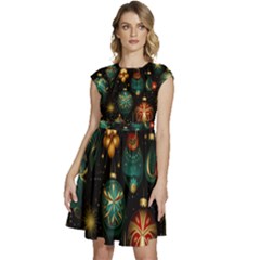 Christmas Ornaments Cap Sleeve High Waist Dress