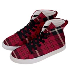 Red & Black Tartan Men s Hi-top Skate Sneakers by helloshirt