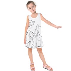 Dog Cat Domestic Animal Silhouette Kids  Sleeveless Dress by Modalart