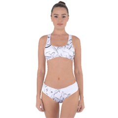 Dog Cat Domestic Animal Silhouette Criss Cross Bikini Set by Modalart