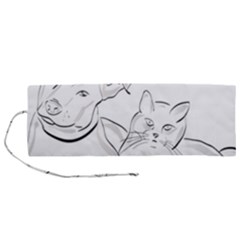 Dog Cat Domestic Animal Silhouette Roll Up Canvas Pencil Holder (m)