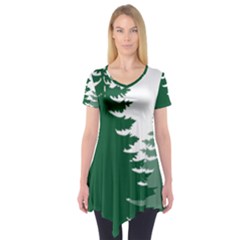 Pine Trees Spruce Tree Short Sleeve Tunic  by Modalart