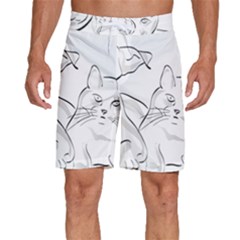 Dog Cat Domestic Animal Silhouette Men s Beach Shorts