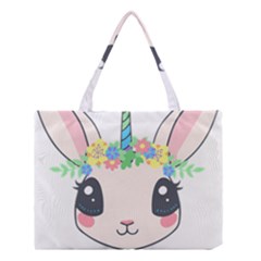 Unicorn Rabbit Hare Wreath Cute Medium Tote Bag by Modalart