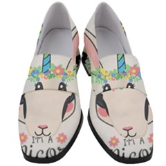 Unicorn Rabbit Hare Wreath Cute Women s Chunky Heel Loafers by Modalart