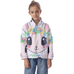 Unicorn Rabbit Hare Wreath Cute Kids  Half Zip Hoodie by Modalart