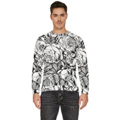 Roses Bouquet Flowers Sketch Men s Fleece Sweatshirt by Modalart