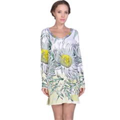 Thistle Alpine Flower Flower Plant Long Sleeve Nightdress by Modalart