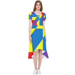 Colorful Red Yellow Blue Purple High Low Boho Dress by Grandong